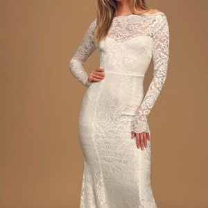 Lulu's White Lace Maxi Dress